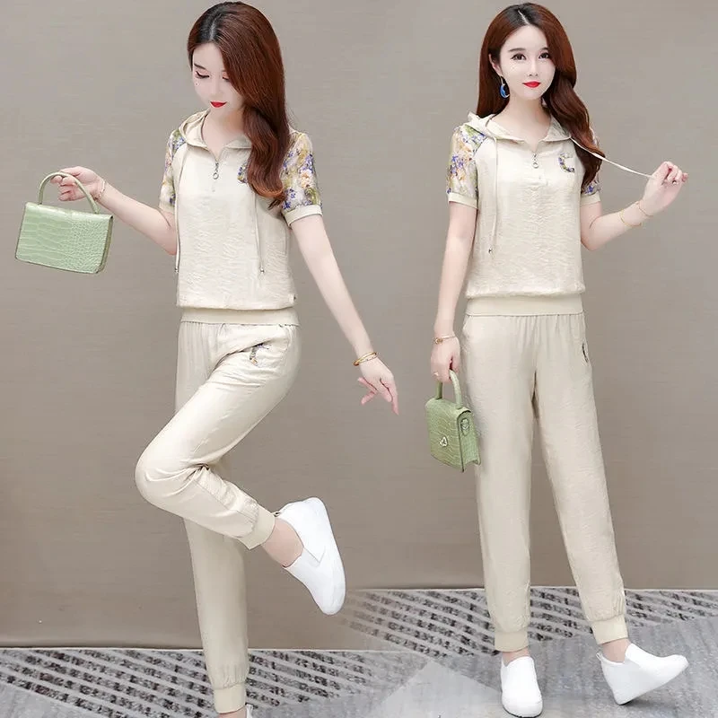 Новинка 2023 летний Повседневный Спортивный комплект с капюшоном для женщин