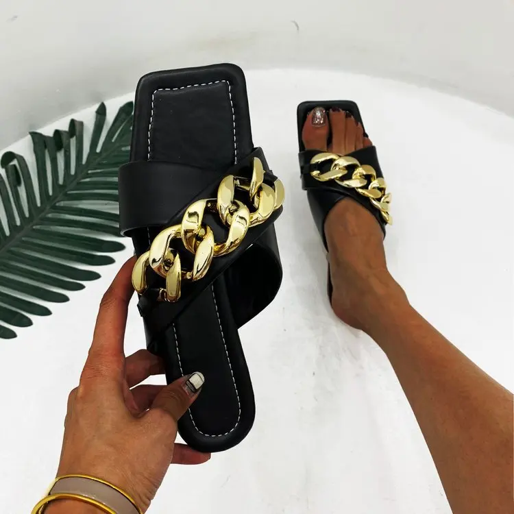 

Женские босоножки, Стильная летняя обувь для женщин, босоножки на плоской подошве, резиновая обувь 2022, кожаные шлепанцы, размера плюс 36 · 43 ...