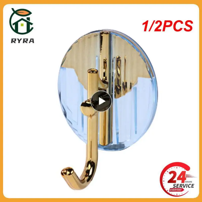 

1/2PCS Note Hook Adhesive Transparent Hook Light Luxury Simple Art Toilet Wall Towel Clothes Hook Door Paste Hook