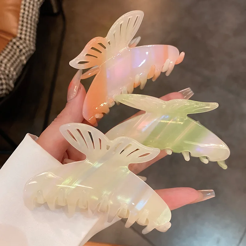 

Милая универсальная полосатая полая заколка для волос в форме бабочки зажим для девушки акулы для мытья макияжа аксессуары для волос живот...