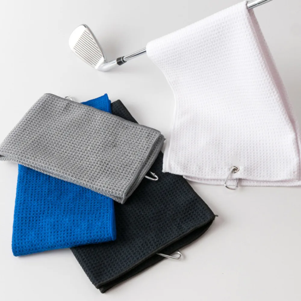 

Новинка 100% года, 4 цвета, полотенце для гольфа 40x50 см с крючком, набор полотенец для чистки, Вафельное полотенце, чистящая щетка для клуба, набор аксессуаров