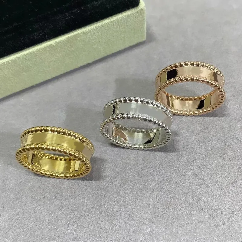 

High quality 925 sterling silver edge bead signature ring for women's minimalist fashion brand high-end design jewelry