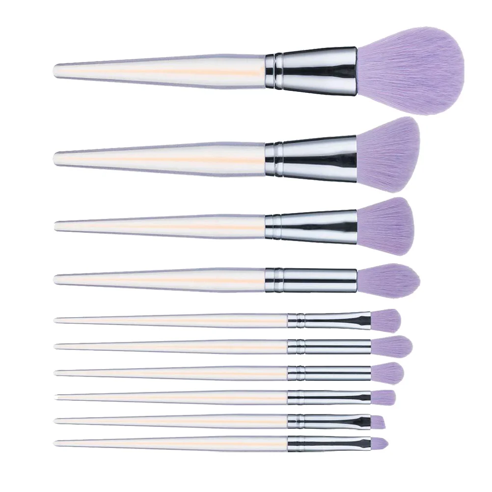 

10 Makeup Brushes Set, Handle Brush for Powder Foundation Blush Concealer Blending Eyeshadow Eyeliner Beauty health( Purple )