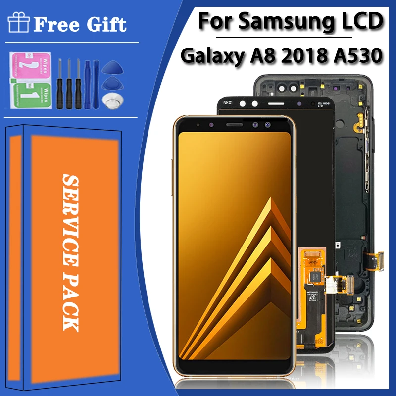 Оригинальный ЖК-дисплей 5,6 дюйма A530 для Samsung Galaxy A8 2018 A530F, ЖК-дисплей, сенсорный экран, дигитайзер в сборе, замена с Burn Shadow Оригинальный ЖК-дисплей 5,6 дюйма A530 для Samsung Galaxy A8 2018 A530F, ЖК-дисплей, сенсорный экран, дигитайзер в сборе, замена с Burn Shadow