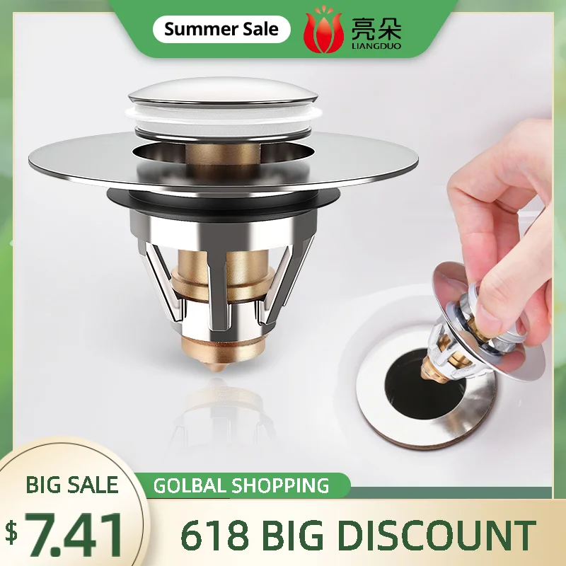 

Универсальная Антикоррозийная раковина с латунным сердечником, выдвижной фильтр для слива, уловитель волос, пробка для ванны, раковина для ...