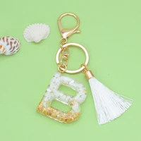 diy creative 26 letters resin keychains for women handbag car keyring ornaments accessories girl gift handcarft tassel key chain