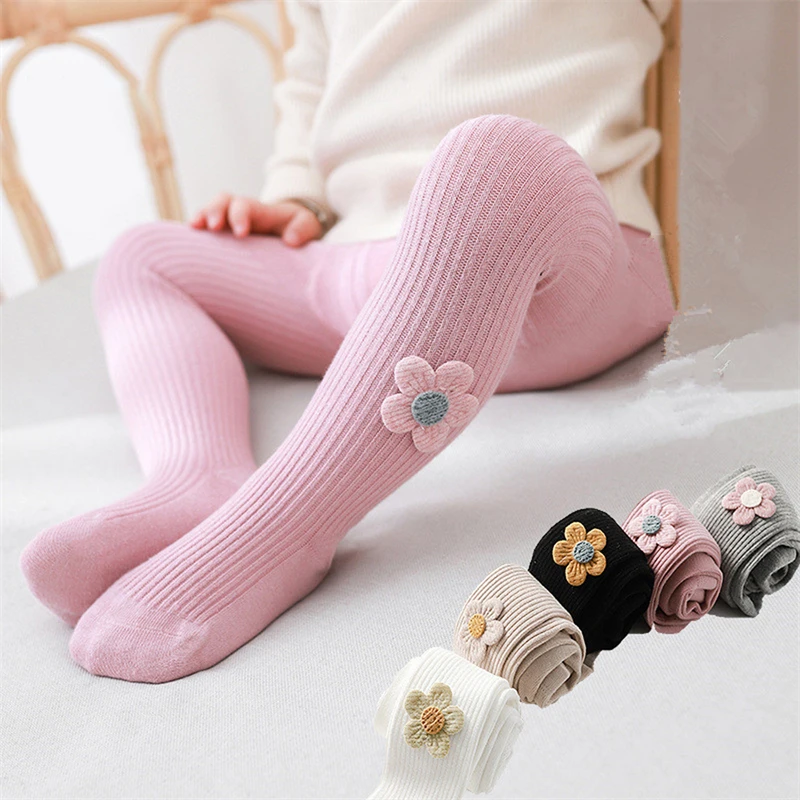 

Soild Color Warm Baby Tights Flower Cotton Princess Girls Kids Children Pantyhose Candy Color Cute Leggings 1-8Y Autumn Winter