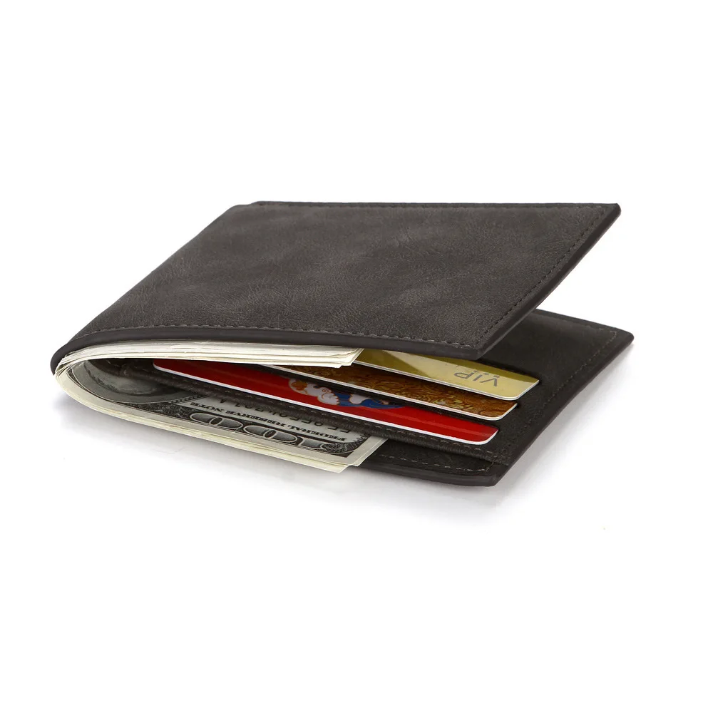 New Korean Fashion Multi Card Men's Wallet Vintage Frosted US Dollar Clip Minimalist Multifunctional Card Bag