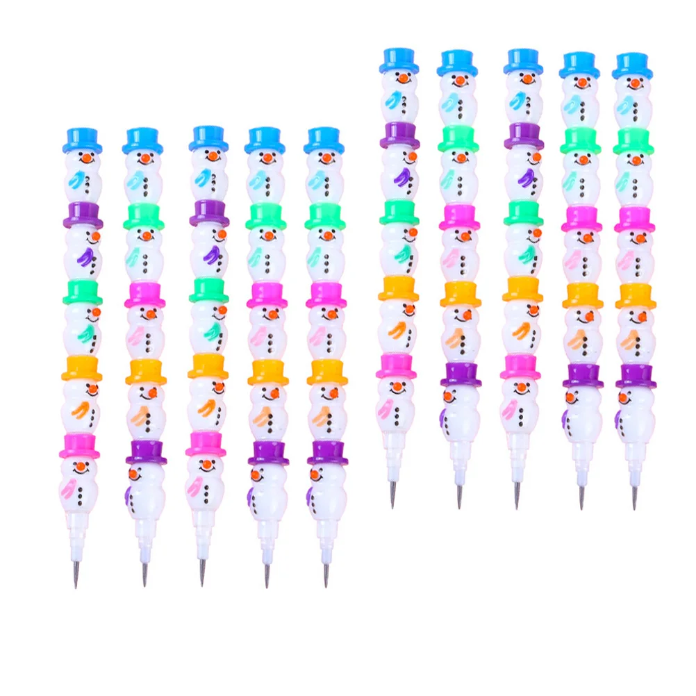 

Pencils Christmas Student Removable Stackable Snowman Pen Writing Stationery Kids School Suppliesparty Children Fillergoodie