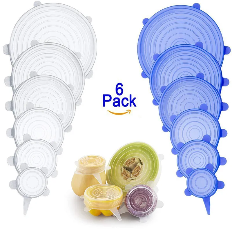 

6Pcs Food Silicone Cover Fresh-keeping Dish Stretchy Lid Cap Reusable Durable Wrap Organization Storage Tool Kitchen Accessories