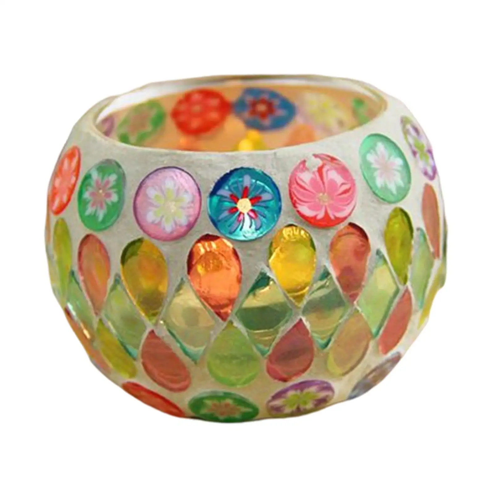 Romantic Mosaic Flower Candle Jar For Wedding Cafe Decorations