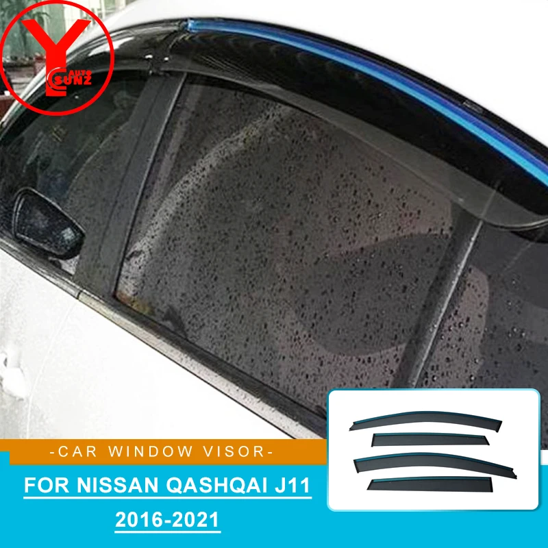 Door Visor For NISSAN Qashqai j11 Rogue 2016 2017 2018 2019 2020 2021 Side Window Wind Deflector For Nissan Qashqai Accessories
