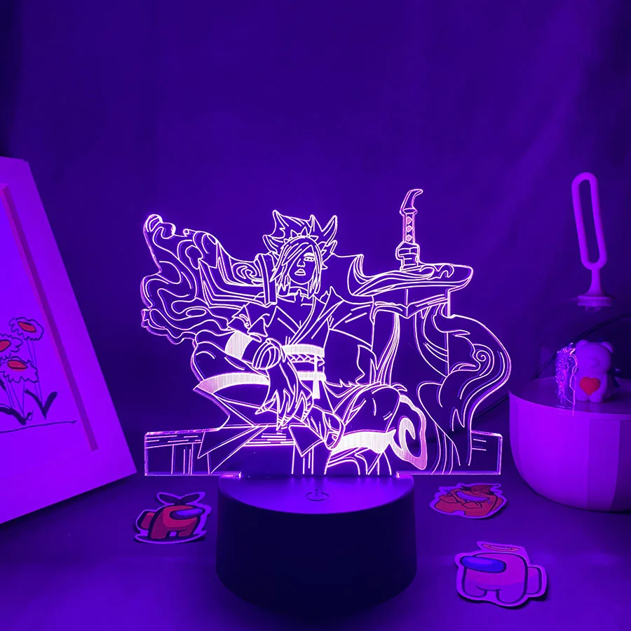 LOL Game League of Legends Фигурка Bladesman 3D Светодиодный неоновый ночник Спальня Декор стола