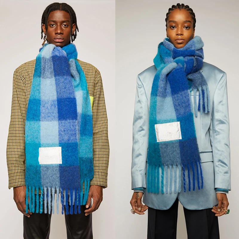 Кашемировый шарф Женская шаль утолщенный клетчатый кашемировый от акне на осень