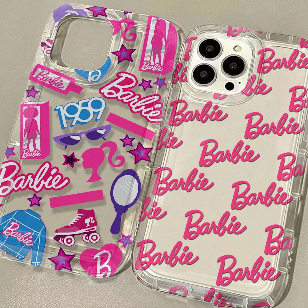 Lovely pink Clear Case for B-B-BarbieS-IPhone 16 15 14 13 12 11 Pro Max 7 8 Plus X XR XS Airbag Shockproof Cover
