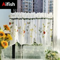 european and american style short curtains for kitchen white sheer lace home partition decorative panel half drapes 1pice 4