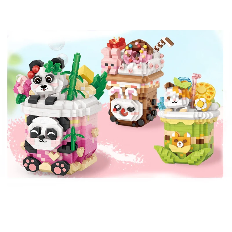 

Loz Mini Blocks Cartoon Figures Panda Cat Tea Food Building Bricks For Girl Educational Toy Kids Anime Doll Brinquedos Gift 9286