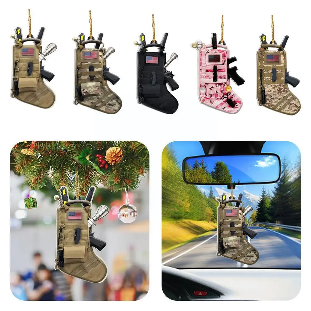 

Car Santa Stocking Sock Candy Bags Christmas Tree Ornamets Car Fireplace Pendants Decor Bag Linen Hanging Pendant Gift F5w1