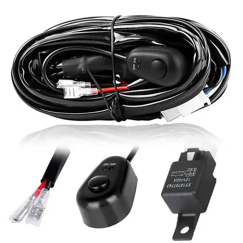 

12V 40A 1-to-2 Work Light Switch Wiring Harness 16AWG High-power Car Roof Strip Spotlight Switch Wire Harness 3 Meters