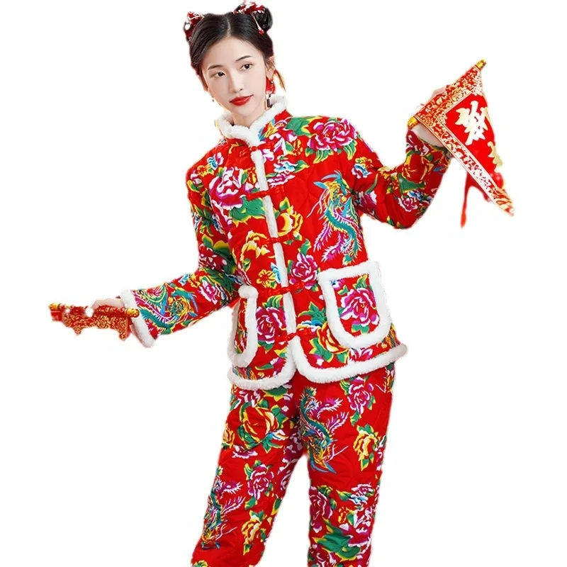 Пальто Северо-восточное с большими цветами хлопковое женская зимняя новая