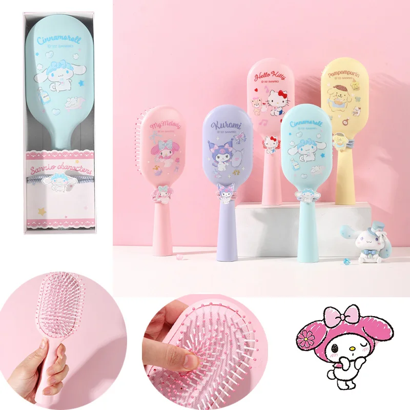 

Kawaii Anime Sanrioed Comb Cute Cartoon MyMelody Cinnamoroll Kuromi Kitty Scalp Massage Air Cushion Comb Girl Smoothing Gift