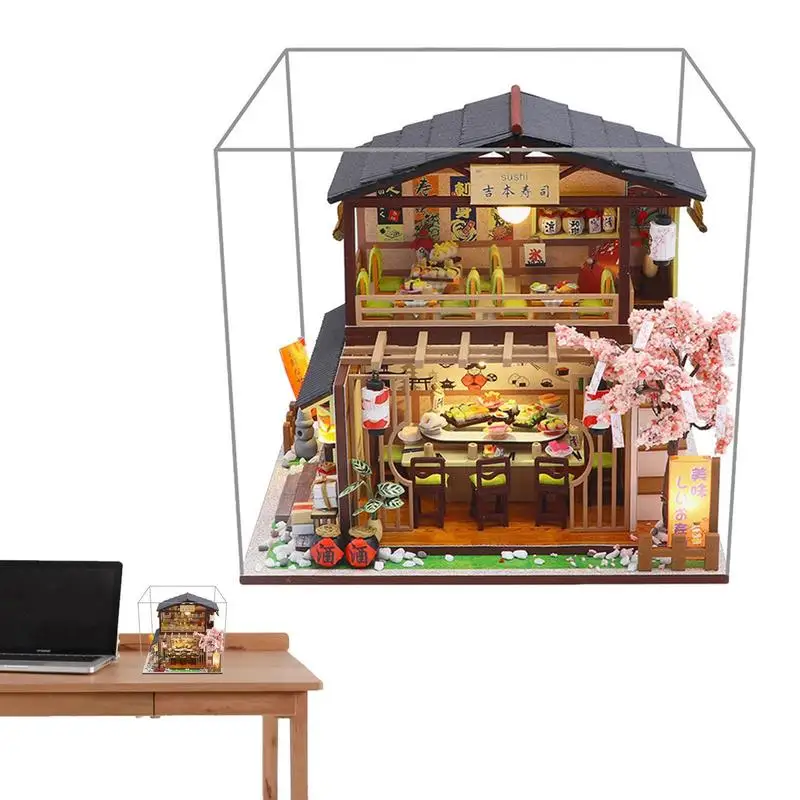 

Miniature House Dustproof DIY Miniature Dollhouse DIY Dollhouse Miniature With Furniture DIY Wooden Dollhouse Kit For Creative