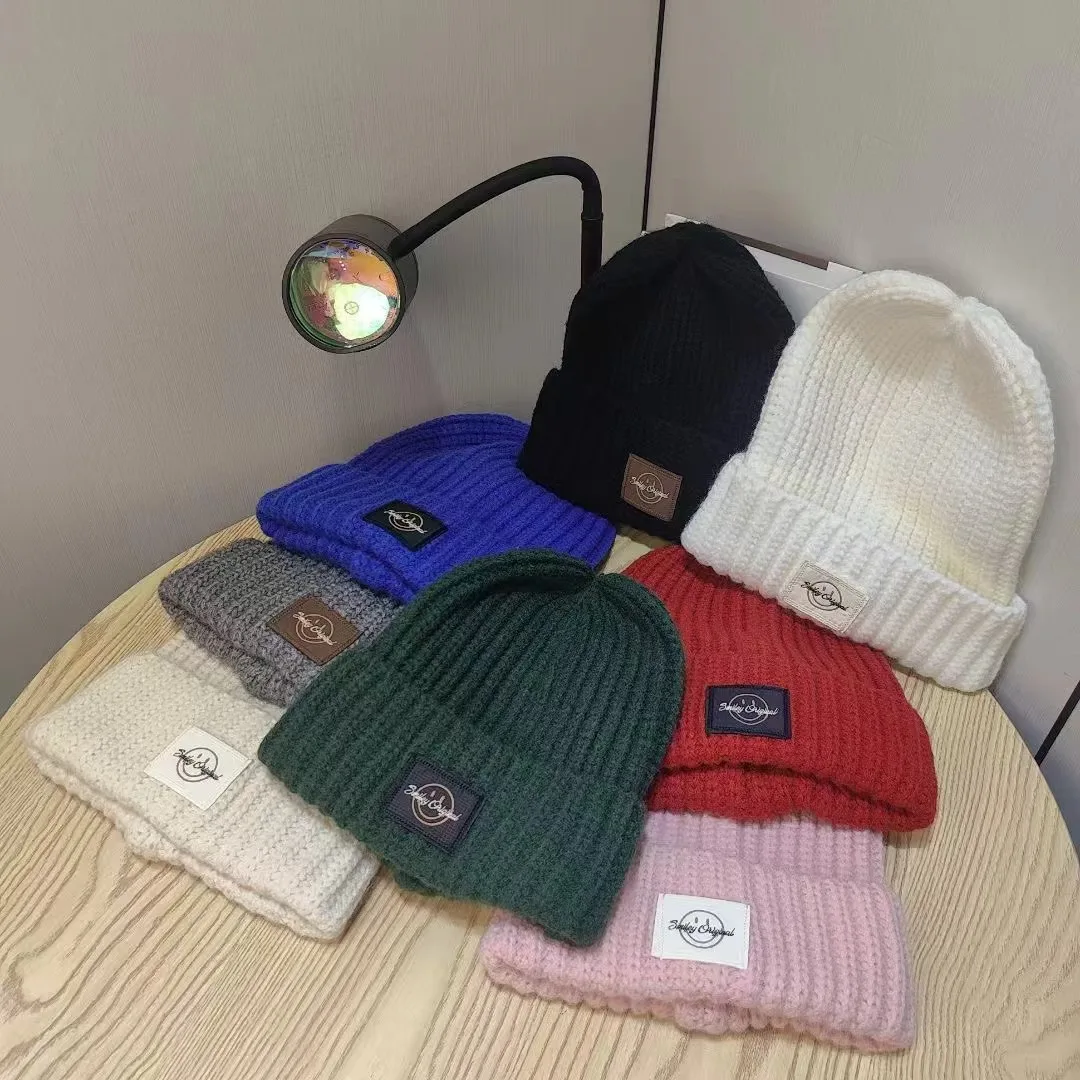 Новинка зимние вязаные шапки женские корейские модные облегающие унисекс