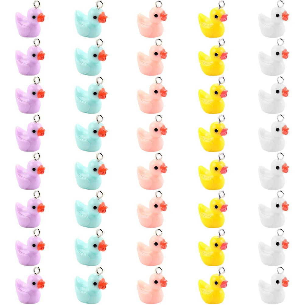40Pcs Duck Charms Pendants DIY Necklace Bracelet Making Charms 3D Simulated Duck Pendants