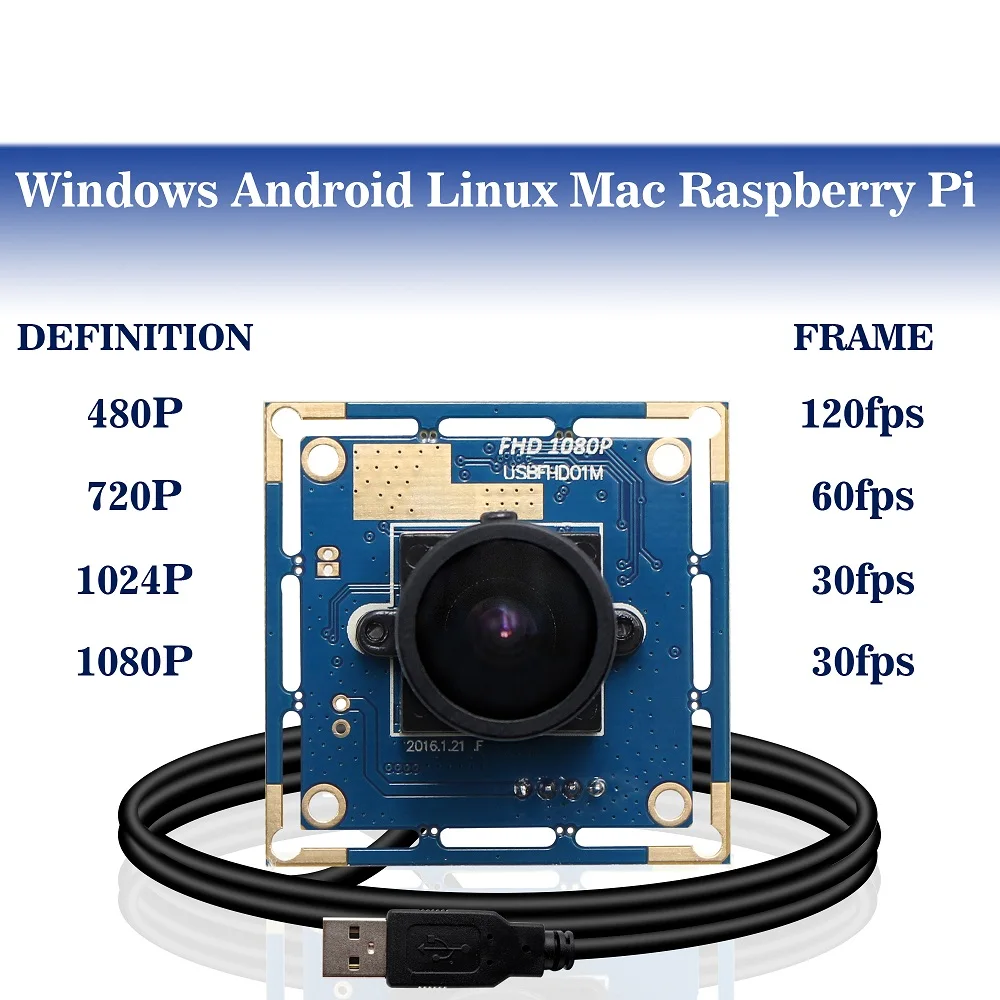

ELP 1080P 30fps 720P 60fps 480P 120fps Pc Web USB Camera Ultra Wide Angle USB Camera Module for Computer Laptop Desktop, Robots