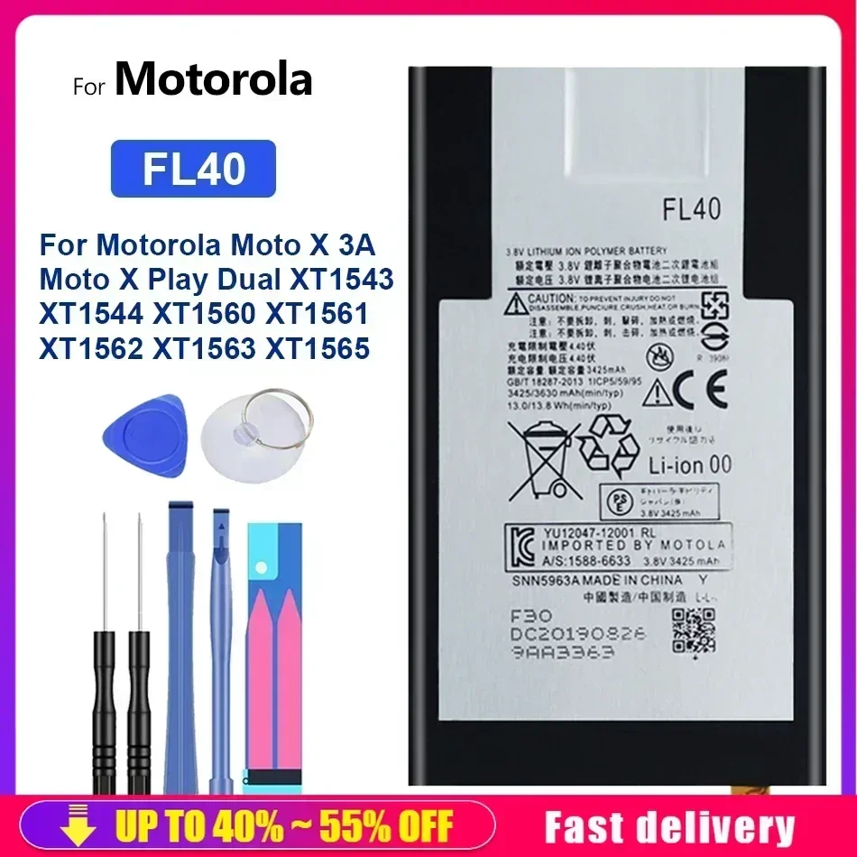 Аккумуляторы для мобильных телефонов FL40 3630 мАч Motorola Moto X 3A MotoX Play Dual XT1543 XT1544 XT1560 XT1561
