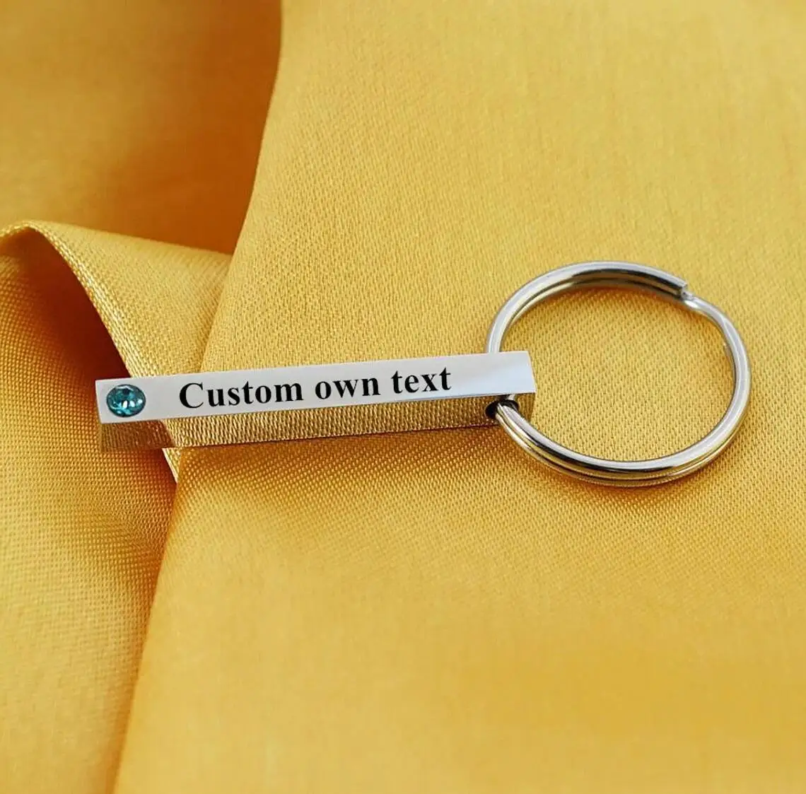 

Брелок для ключей Женский, брелок из нержавеющей стали с 3D гравировкой по дереву, с 4 Сторонами, по индивидуальному заказу, с камнем-талисманом, с лазерной гравировкой