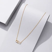 fashion safety pin necklace for women crystal pin shape necklaces charms clavicle chains jewelry girls party gift accessories