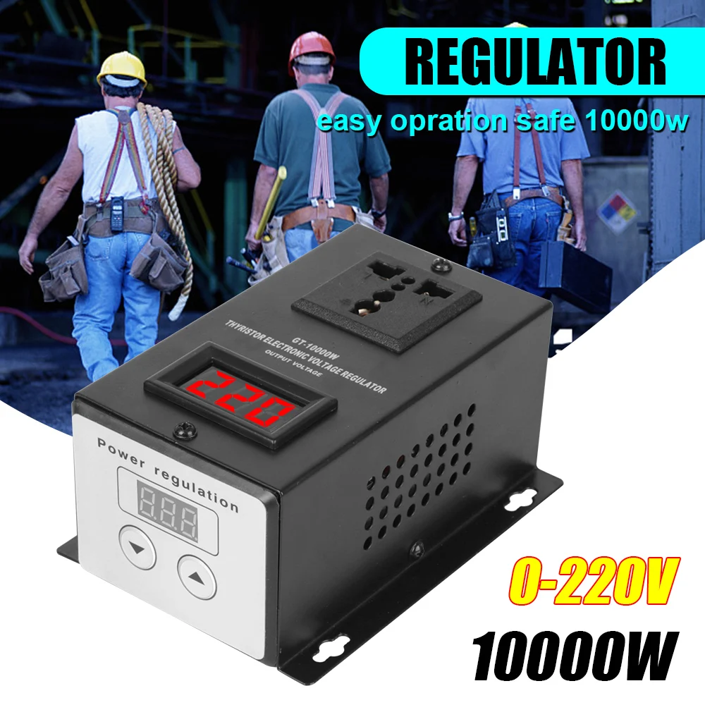 

AC 220V 10000W Dimmer Thermostat Temperature Speed Power Adjust Controller Black SCR Electronic Voltage Regulator