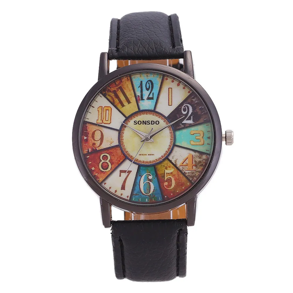 

Flower Surface Wood Grain Leather Watch High Quality Wrist Watch Quartz Sports Vintage Watch Fashion Unisex Stylish Clock