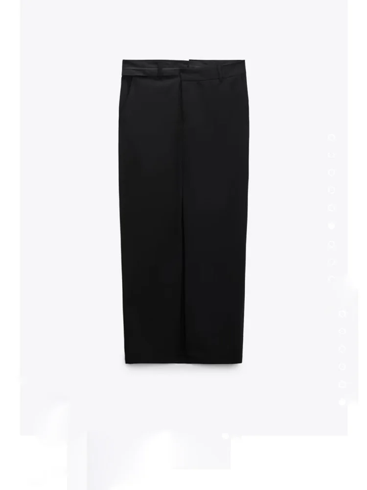 

BM&MD&ZA 6929502 Women 2022 New Chic Fashion Double waist Midi Skirts Vintage middle-waisted pocket Female Skirts Mujer 6929/502