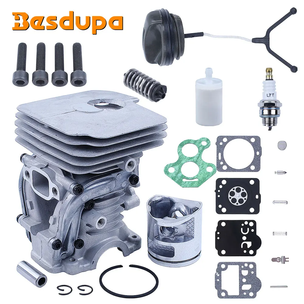 41mm Cylinder Piston Carburetor Repair Kit For Husqvarna 435 435E 440 440E 440 II 135 140 Chainsaw Fuel Cap AV Spring  504735101