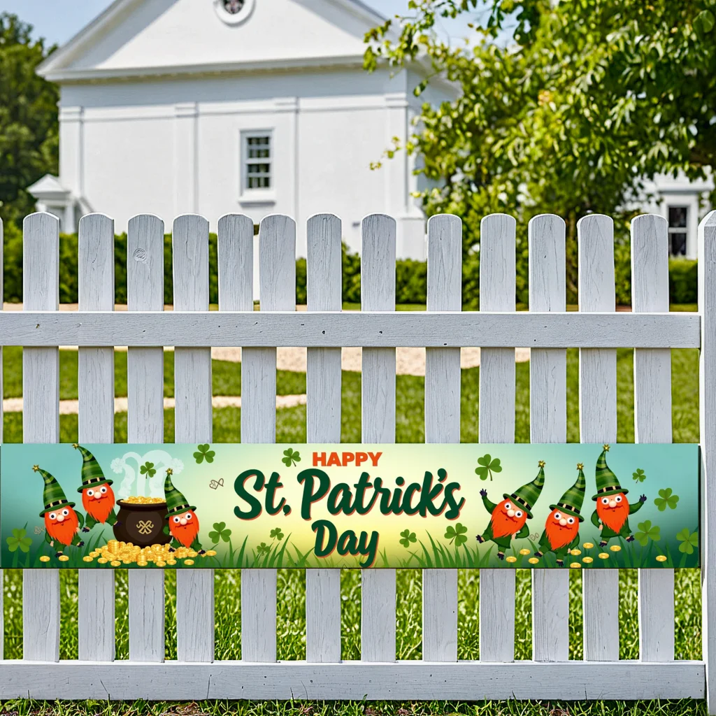 Легкий фон традиционный тканевый зеленый Happy Leprechaun для дома