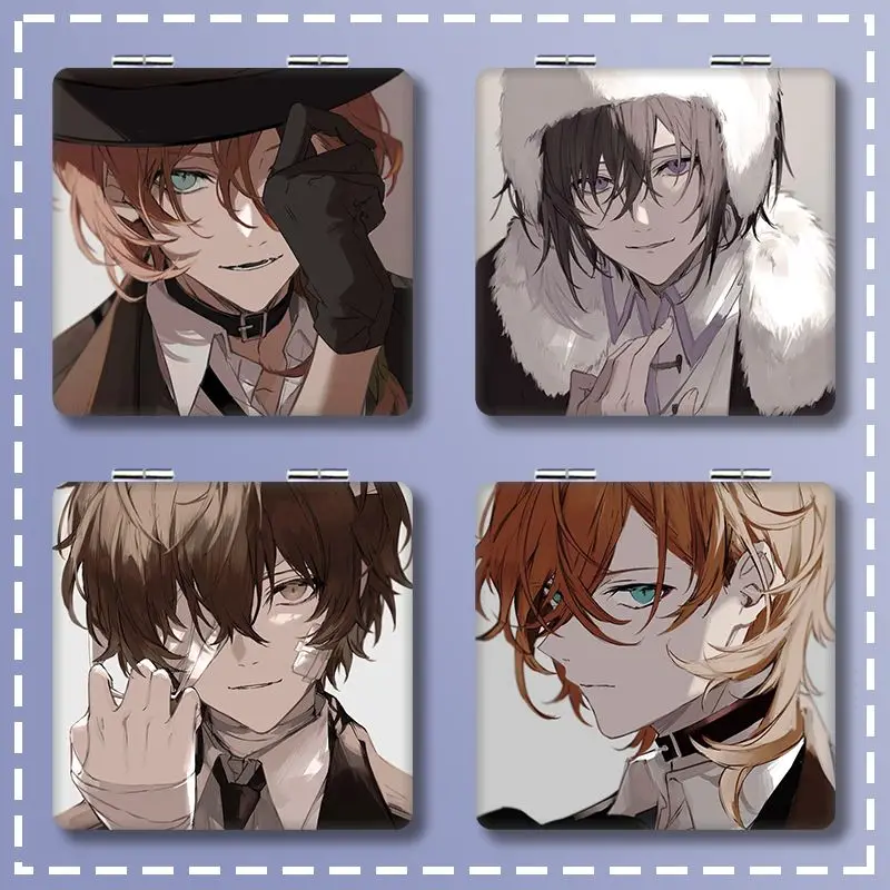 

Bungo Stray Dogs Cosmetic Mirror Dazai Osamu Nakahara Chuuya Printing Folding Make-up Mirrors Student Girl Portable Mirror Gift