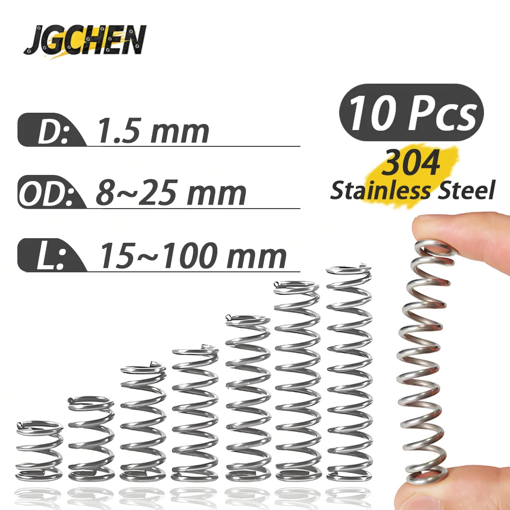 

Пружины сжатия из нержавеющей стали 304, 1.5 мм, 10 шт.