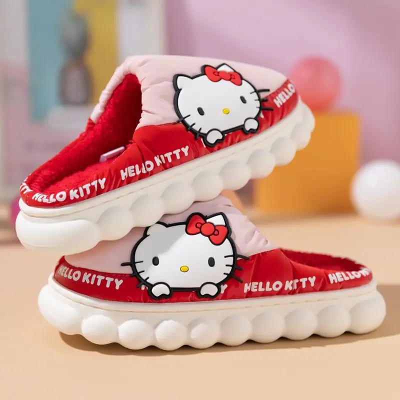 

Kawaii Sanrio Anime Cotton Slippers Hello Kittys My Melody Cute Kids Cartoon Plush Keep Warm Waterproof Thick Base Girls Gifts
