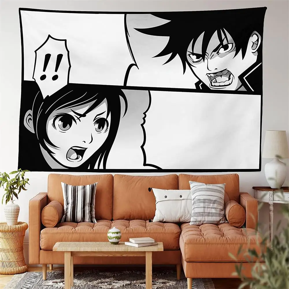 

Японский аниме мальчик и девочка Настенный Гобелен Kawaii Декор для комнаты мультфильмы манга декор для вечерние спальня