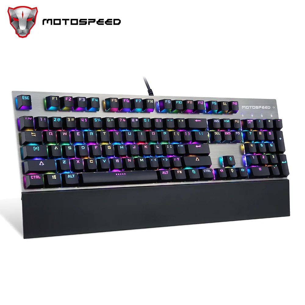 

Motospeed CK108 Mechanical Keyboard Wired 104 Keys RGB Backlit Black Blue Red Switch Computer Office Gaming Keyboard Macro Drive