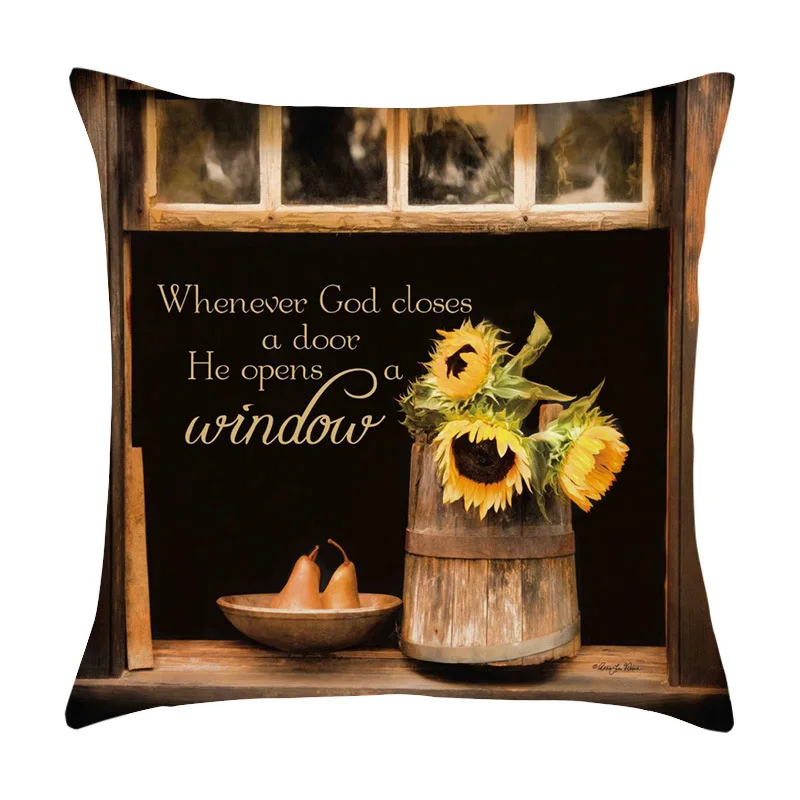 45X45 Sunflower Printed Cushion Cover Sofa Home Decorative Pillow Covers Print Pillowcase Splendid Flower Plant |
