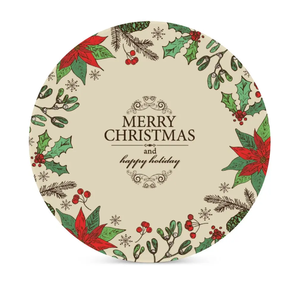 

6PCS Round Coasters Absorbent Ceramic With Cork Backing Cup Mat Pad For Drinks