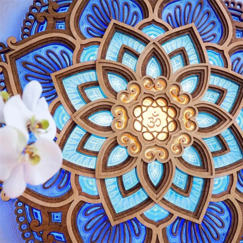 

Led Lights Mandala Yoga Room Night Light Yoga Studio Creative Ambient Decoration Lotus Stereo Neon Party Glow In The Dark Fabric