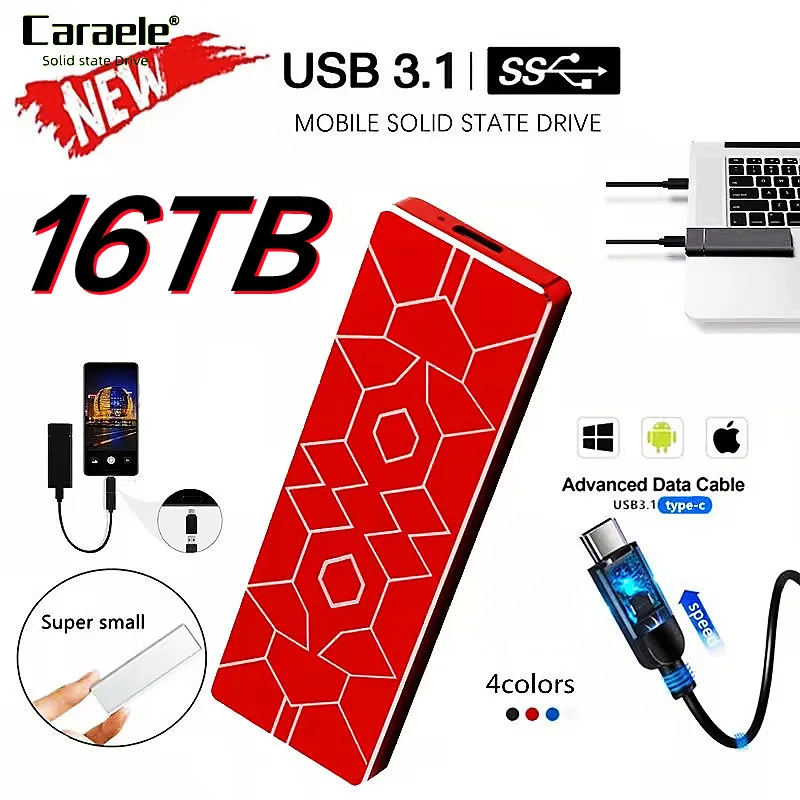 Внешний жесткий диск USB 3 1 16 ТБ 14 12 твердотельный для мобильного компьютера |