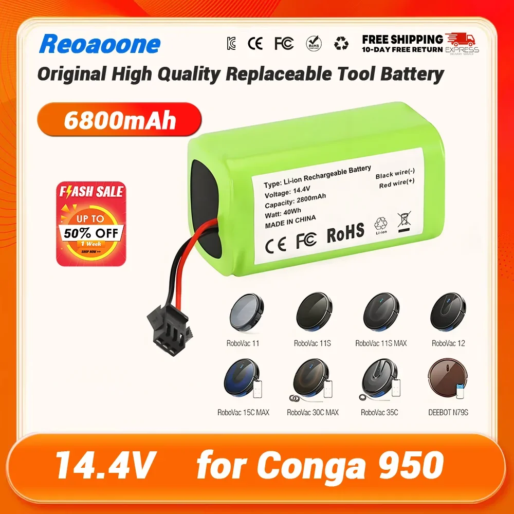 Литий-ионный аккумулятор 14 4 В 6800 мАч для Conga 990 1090 Tesvor X500 Ecovacs Deebot N79 N79S DN622 Eufy RoboVac 11