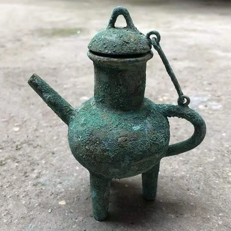 

Chinese Style Antique Green Rust Bronze Pot Ornaments Ornamental Utensils Metal Utensils Teapots Handicrafts Collection Gift