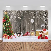 Christmas Photography Backdrop Winter Gift Wood Background Xmas Eve Holiday Party Backdrops Supplies Cake Table Banner