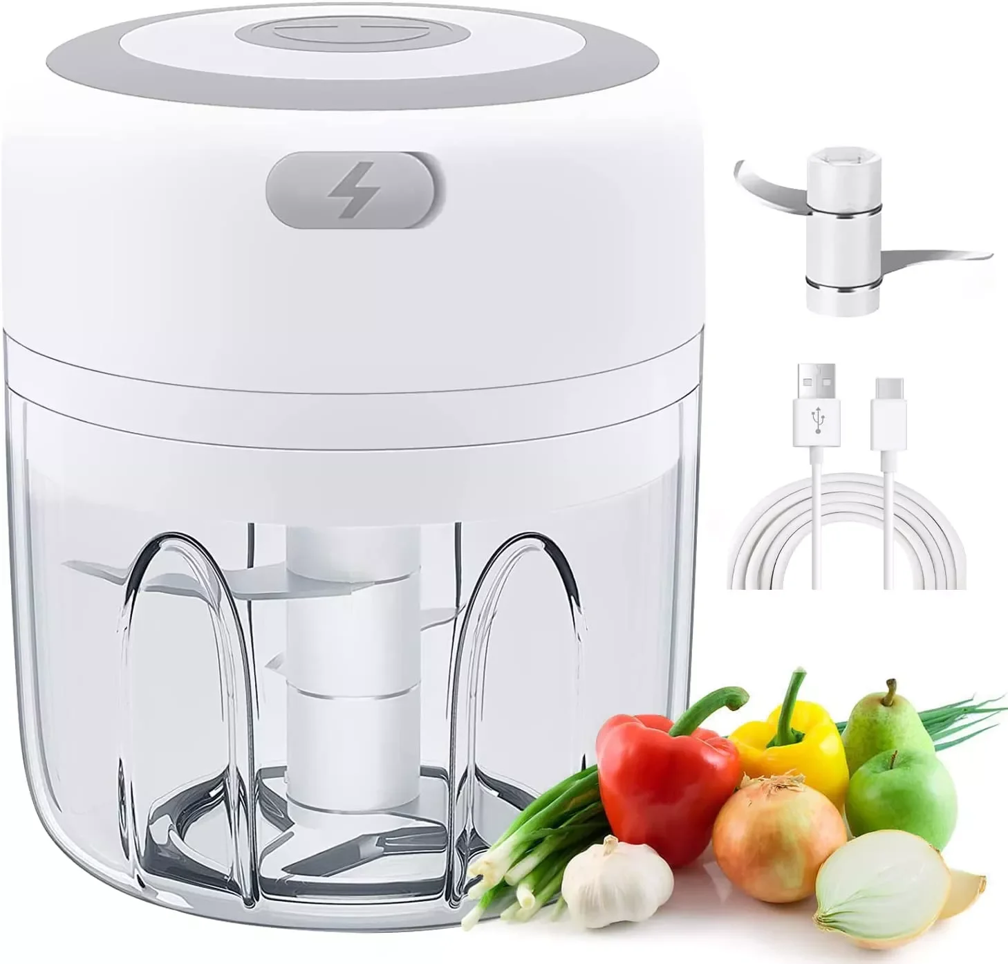 

100/250mL Mini Garlic Chopper Vegetable Chili Meat Ginger Masher Machine Sturdy Durable USB Charging Blenders Kitchen